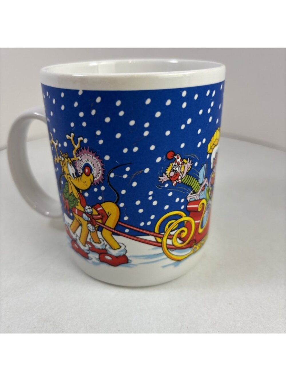 Disney Coffee Mug Christmas Mickey Mouse Santa with Pluto Reindeer Vintage - Picture 3 of 5
